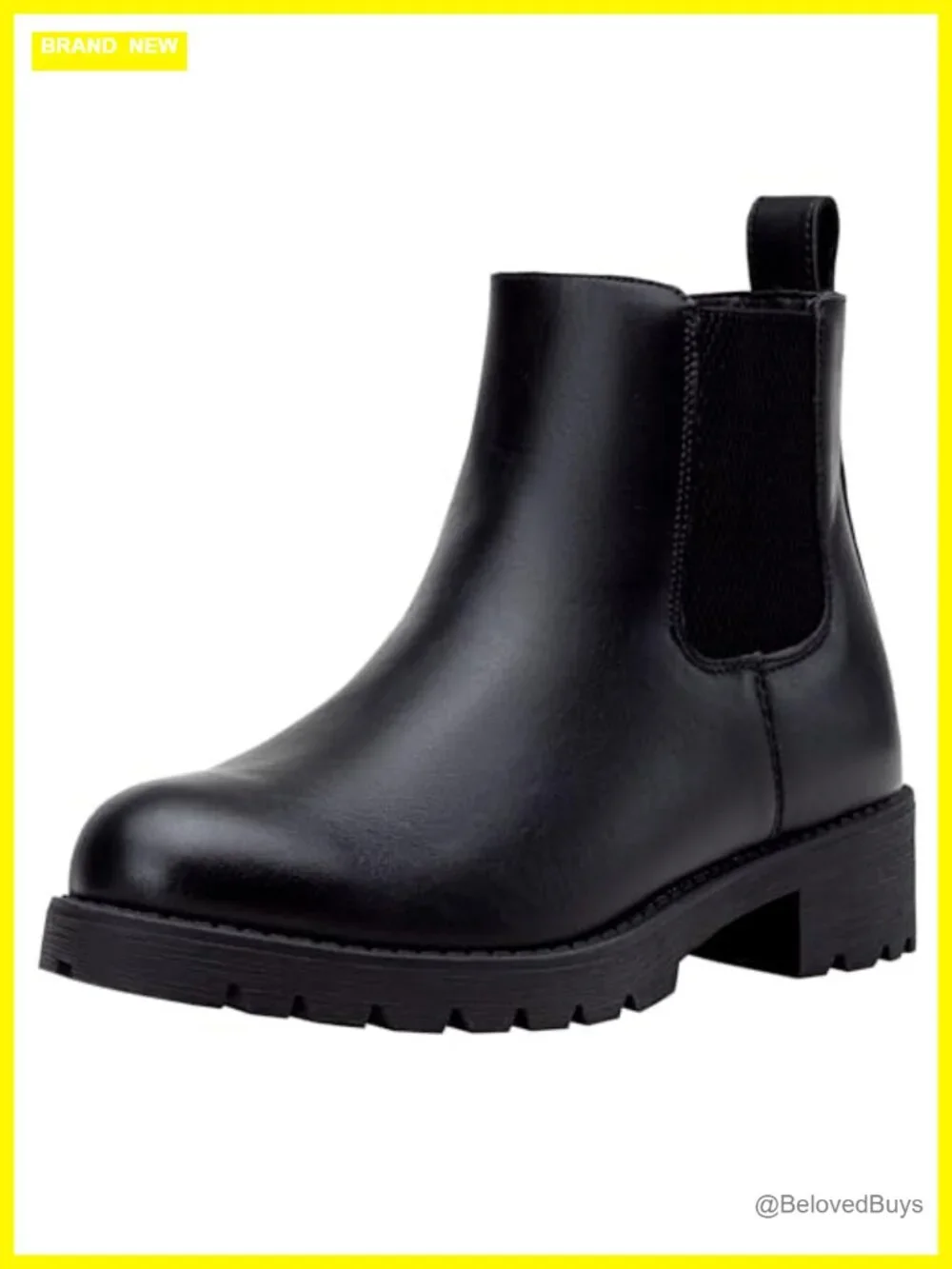 Faux Leather Chelsea Ankle Boots Pull-On Low Heel Booties